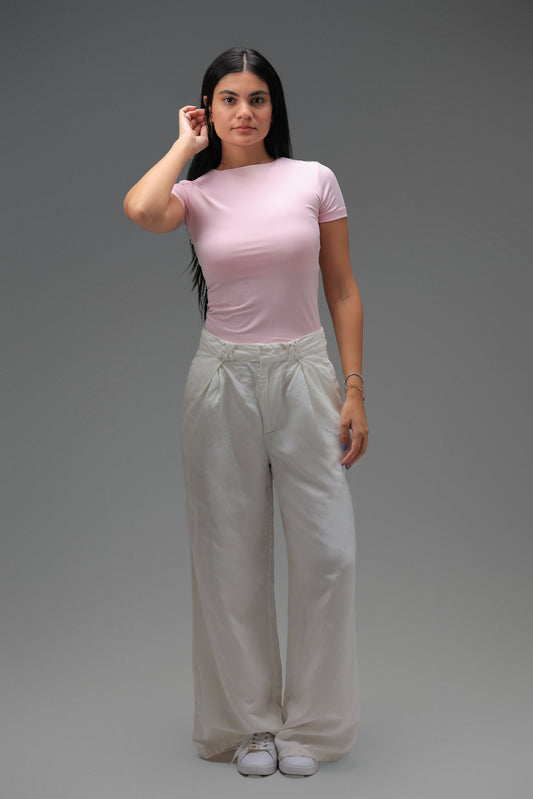 Rose High Neck Short Sleeve Top